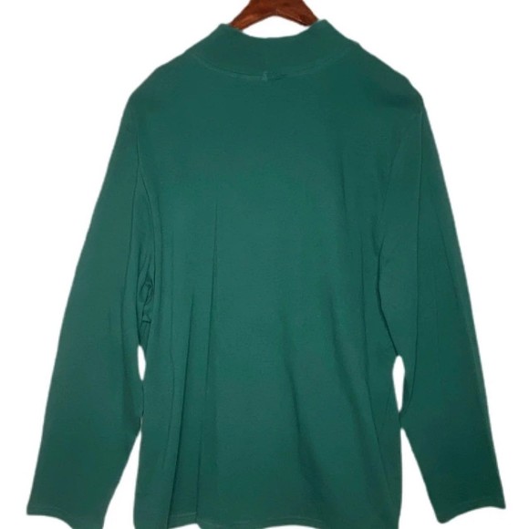 NWT 3XL Karen Scott Woman Long Sleeves Solid Green Plus Size - Picture 2 of 6